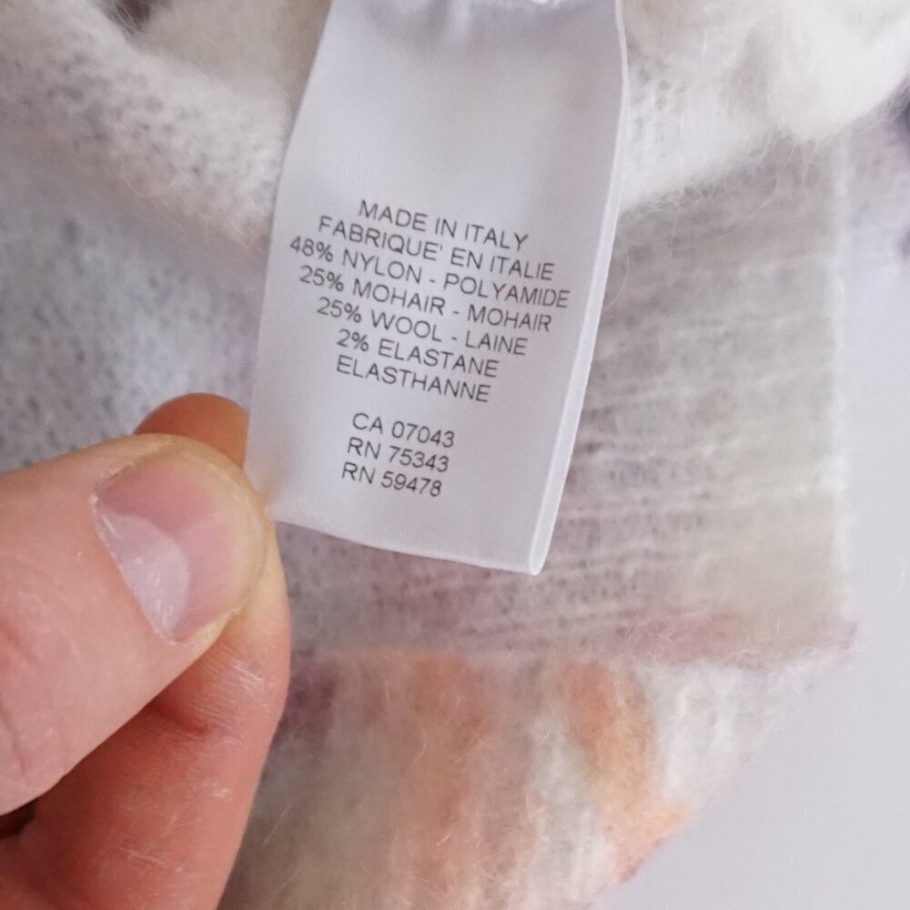 Bianco & Blu Watercolor Cream Pink Floral Mohair Romantic Cottagecore Sweater M - Picture 10 of 10